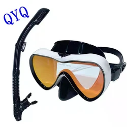 Professional swimming waterproof soft silicone glasses  plating goggles full dry breathing tube diving mask