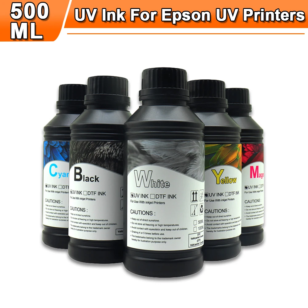 

500ML LED UV Curing Ink For Epson 1390 L800 1400 1410 1430 1500W R290 R330 L805 L1800 Printer UV Ink For Wood For All UV Printer