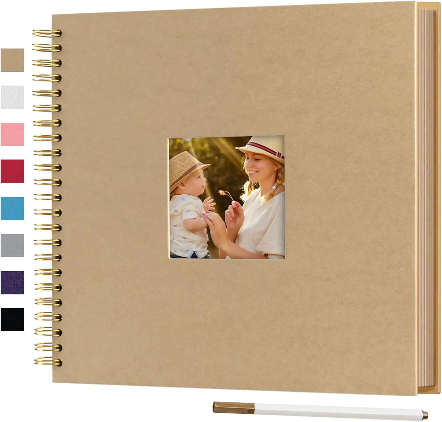 

12 x 12 Inch Large DIY Scrapbook Photo Album with Window Design Cover 80 Pages Craft Paper Memory Book for Weeding Anniv