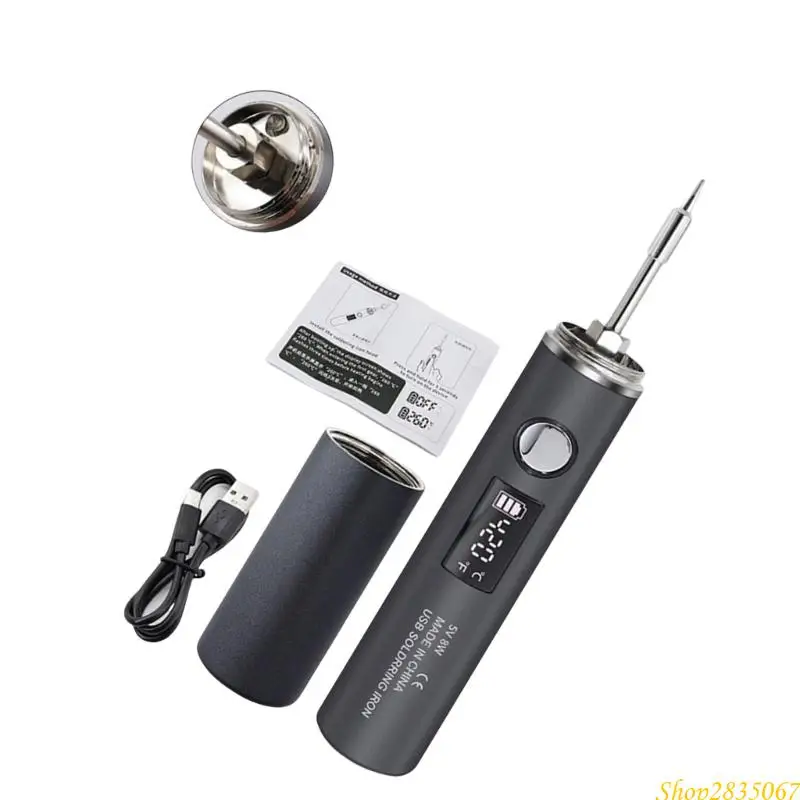USB Rechargeable Soldering Iron Fast Heating Welding Repair Tool with LED Light 831F