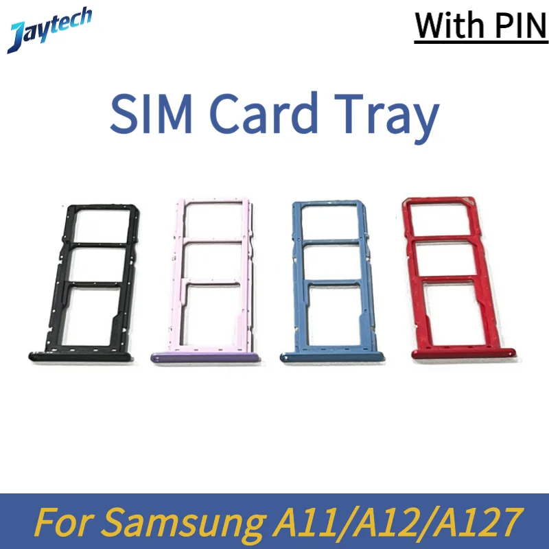 1PCS SIM Card Tray For Samsung A11 A12 A127 Sim Card Reader Holder Dual Sim Card Tray Holder Slot Adapter With PIN