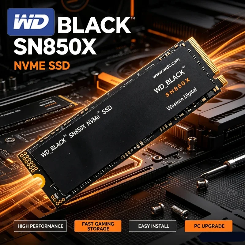 WD_BLACK SN850X Western Digital 1TB 2TB 4TB M.2 2280 PCIe4.0 NVMe SSD Gaming High Speed Drive For Desktop Laptop PC Upgrade