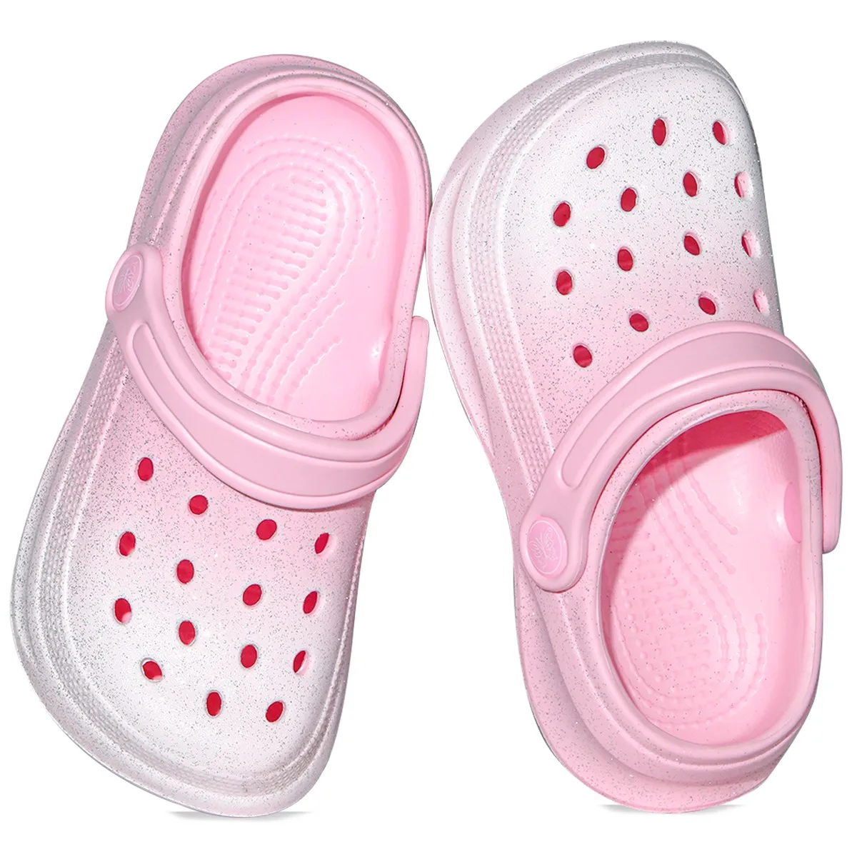 

Стильные детские деревянные сабо с розовым и белым градиентом, легкие и прочные, нескользящая и удобная садовая обувь из ЭВА.