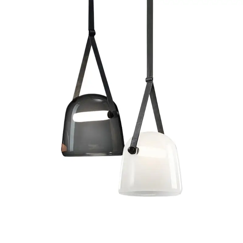 

Contracted Design Gray / White Glass with Belt Droplight Built-in LED Light Pipe Pendant for LIving Room