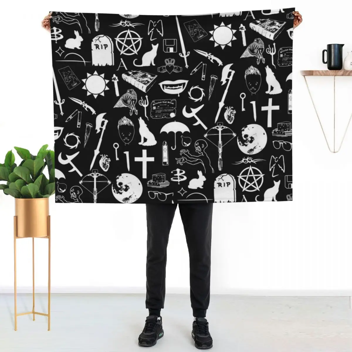Buffy Symbology, White Throw Blanket Custom Sofa Moving Decorative Throw Thermals For Travel for winter Blankets