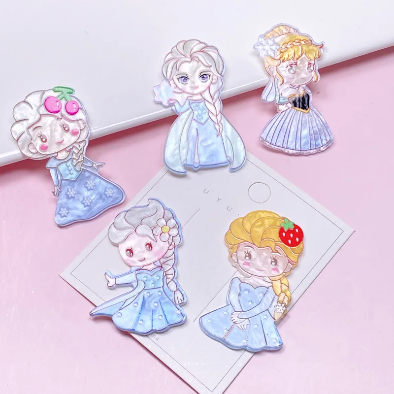 

New Cartoon Frozen Princess Elsa Acrylic Sheet DIY Material Quicksand Hairpin Hair Ornament Phone Case Fridge Magnet Accessories