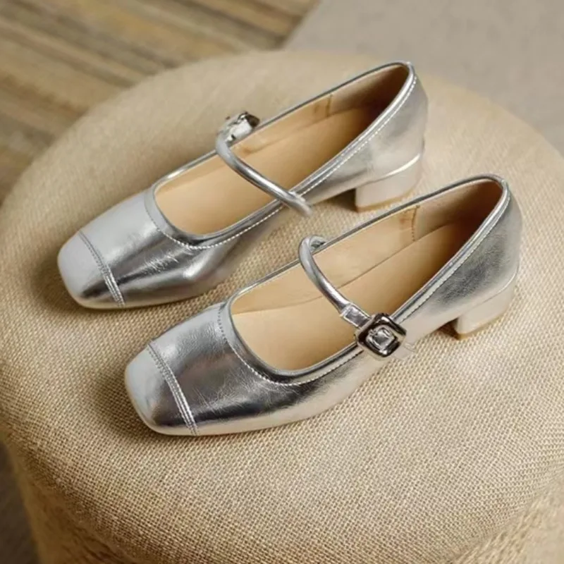 Zapatos De tacón De estilo Retro para Mujer, calzado con hebilla poco profunda, cómodos, para fiesta De boda