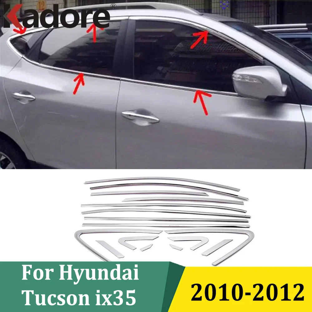 

Для Hyundai Tucson Ix35 2010 2011 2012, оконная рама из нержавеющей стали, накладка на порог, верхняя и дюбель, литье, автомобильные аксессуары