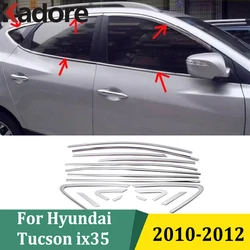 For Hyundai Tucson Ix35 2010 2011 2012 Stainless Steel Window Frame Sill Trim Upper And Downer Moulding Car Accessories