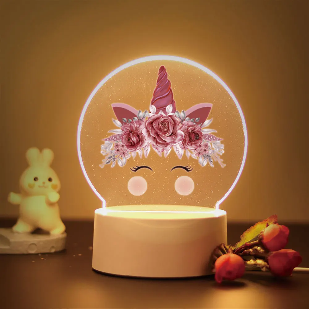 Led Lights For baby room Lovely Unicorn decor Acrylic Night Lamp brithday Gift