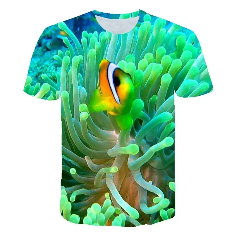 3D Printed Underwater Coral Fish T Shirt For Kids Funny Animal Kids T-Shirt Casual Seabed View Streetwear Tshirt Casual Tee Tops