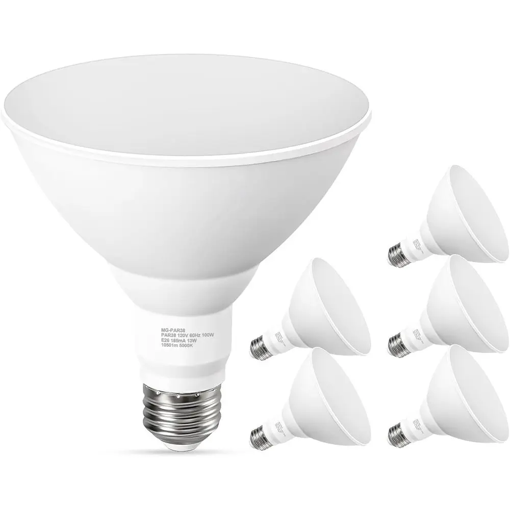 

Яркие белые светодиодные лампы PAR38 для наружного освещения, 5000K дневной свет, эквивалент 100 Вт, 1050 люмен, 13 Вт, с регулировкой яркости, водонепроницаемые, цоколь E26.