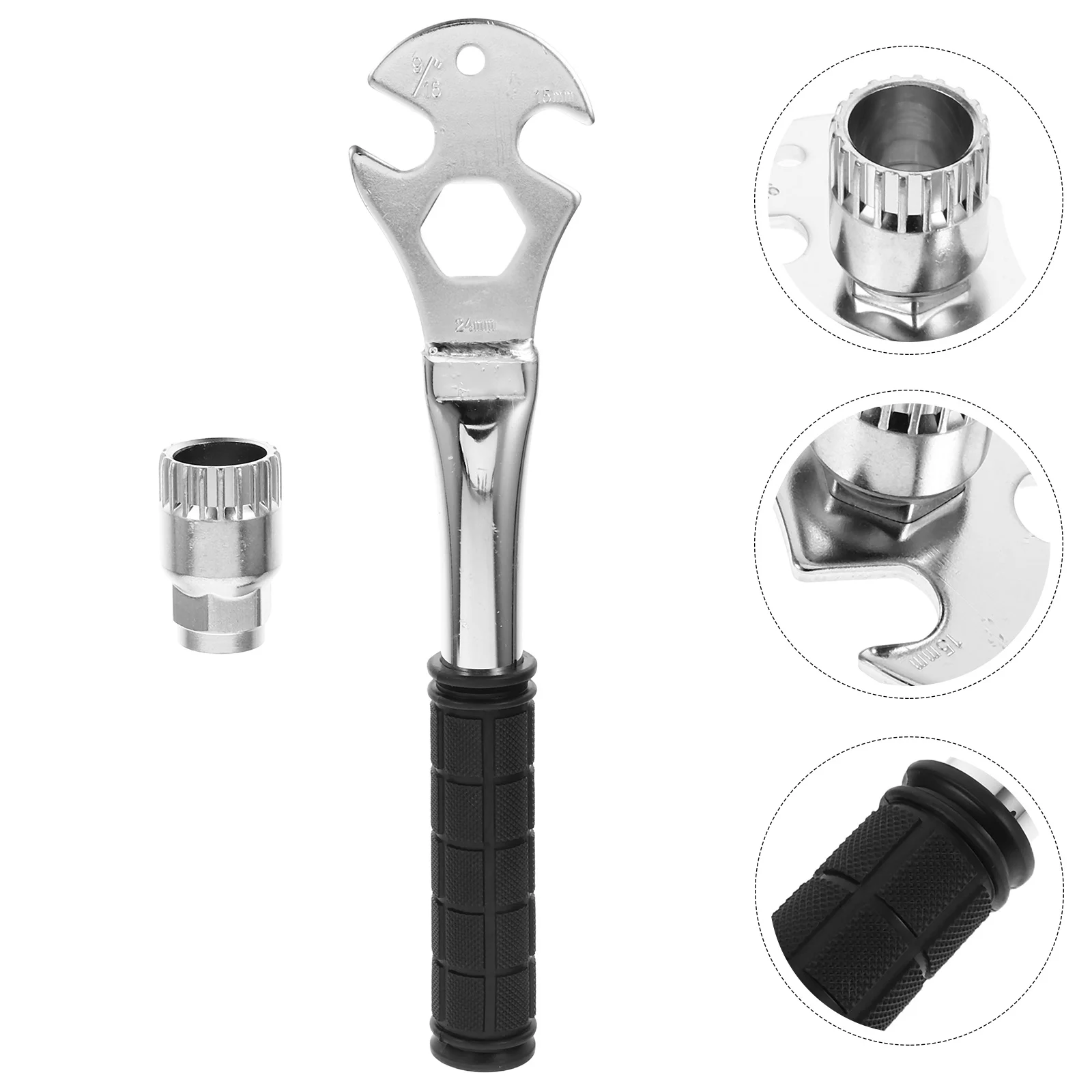 

Carbon Steel Bicycle Pedal Spanner Wrench Bike Crank Removal Tool Lightweight Portable Multi Functional for Mountain Road Bikes