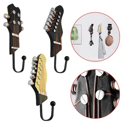 3 Pcs/Set Music Guitar Heads Hooks Resin Clothes Hat Hanger Retro Movie Wall Mounted Hook For Home Decoration