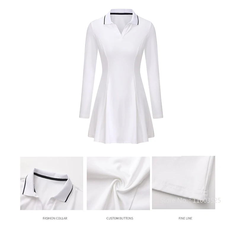 ربيع الخريف المرأة فستان جولف التنس الخامس الرقبة بولو فساتين رياضية السيدات عالية الخصر مطوي اللياقة البدنية التنانير ألف خط Skorts #4