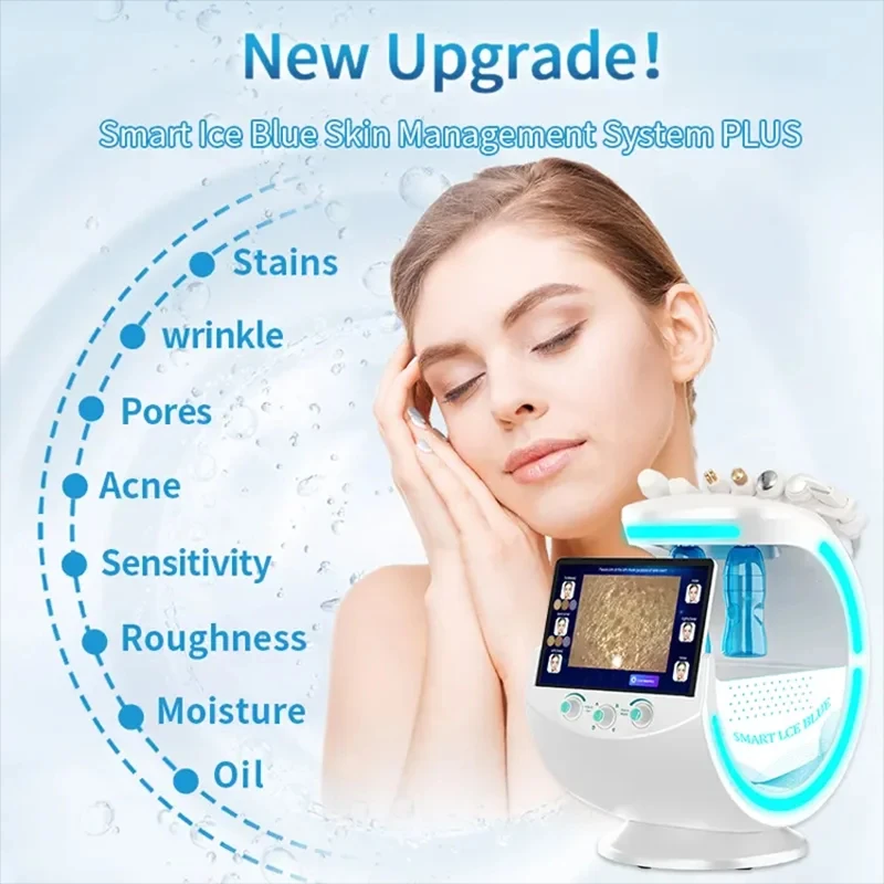 7-In-1 Intelligent Ice Blue Hydrotherapy Machine 10MP Skin Analyzer RF Oxygen Production And Skin Changing Equipment