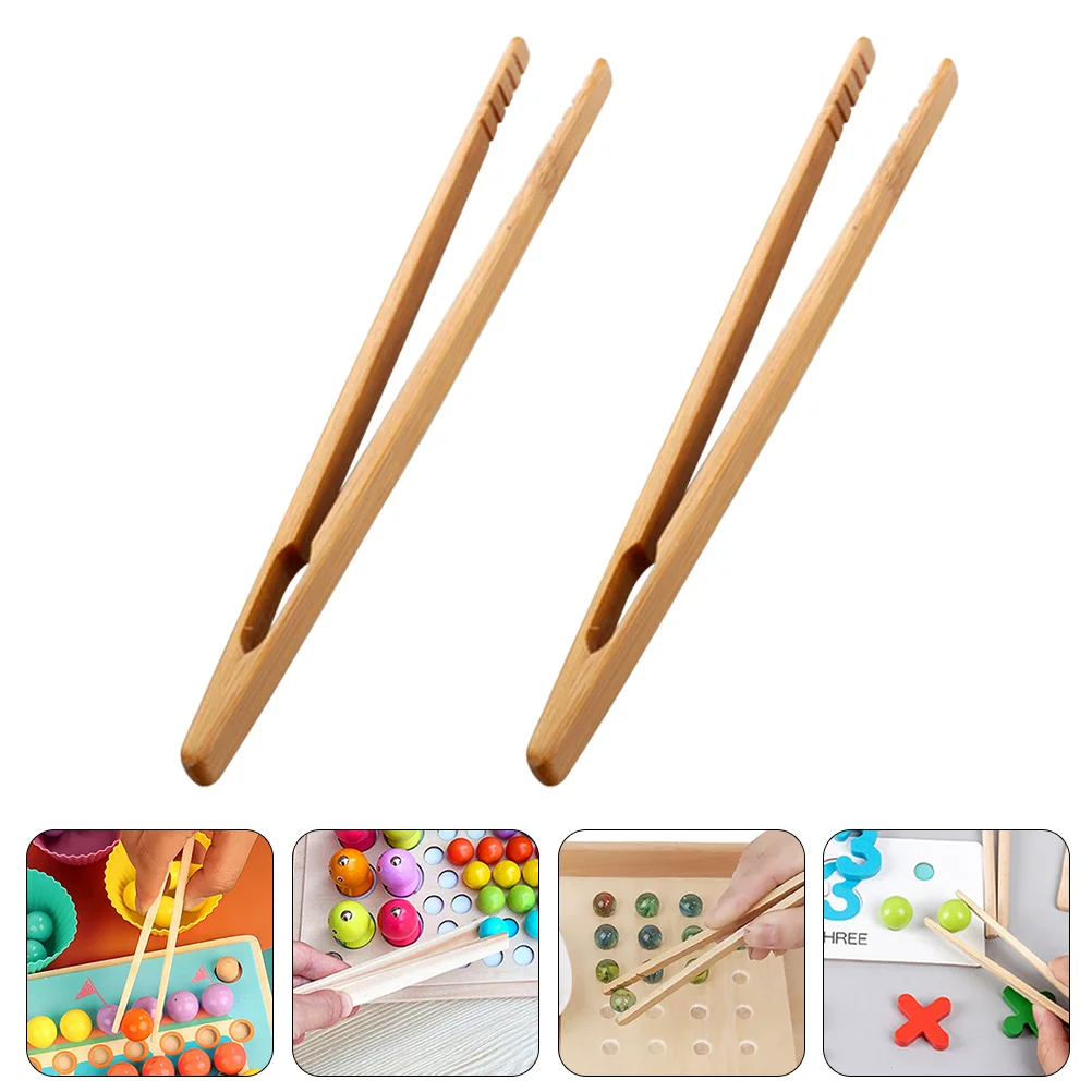 

2 Pcs Tweezers Tool Counting Fine Motor Skills Toys Clip Wooden Toddler Tongs