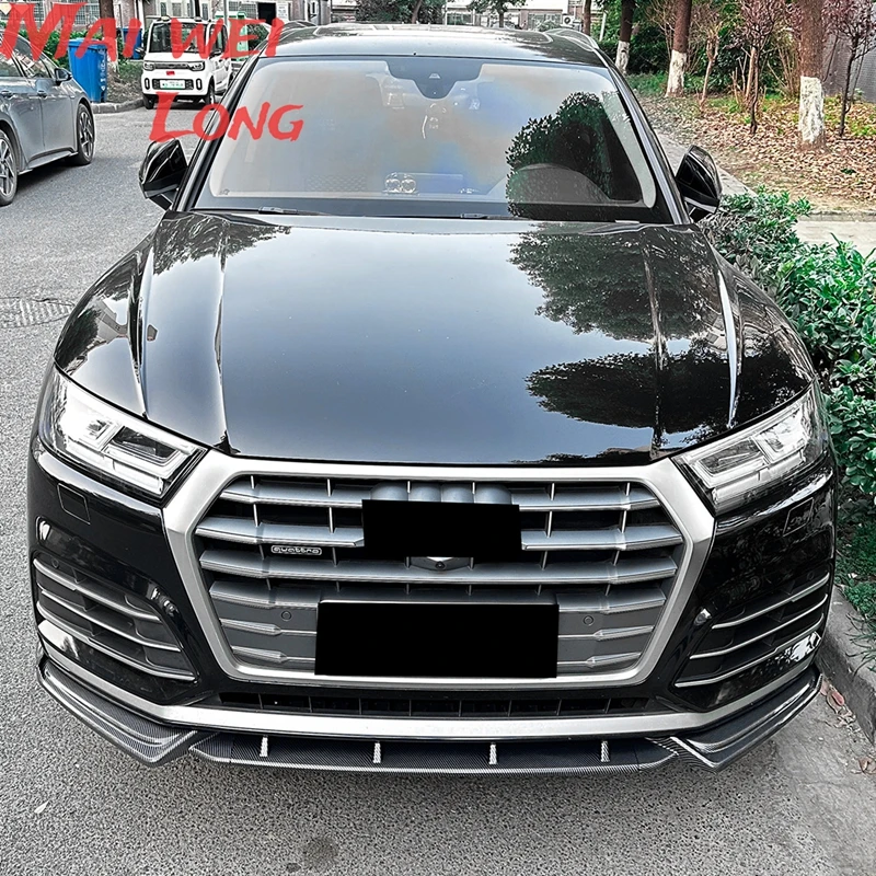 3PCS Front Bumper Diffuser Lip Spoiler For AUDI Q5 SQ5 FY Sline 2018 2019 2020 Front Splitter Car Accessories Gloss Black ABS