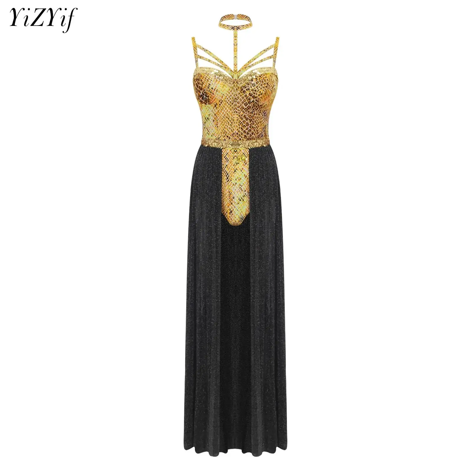 

Halloween Ancient Egypt Egyptian Costume for Adult Leotard with Long Skirt Cleopatra Queen Cosplay Carnival Party Party Dress