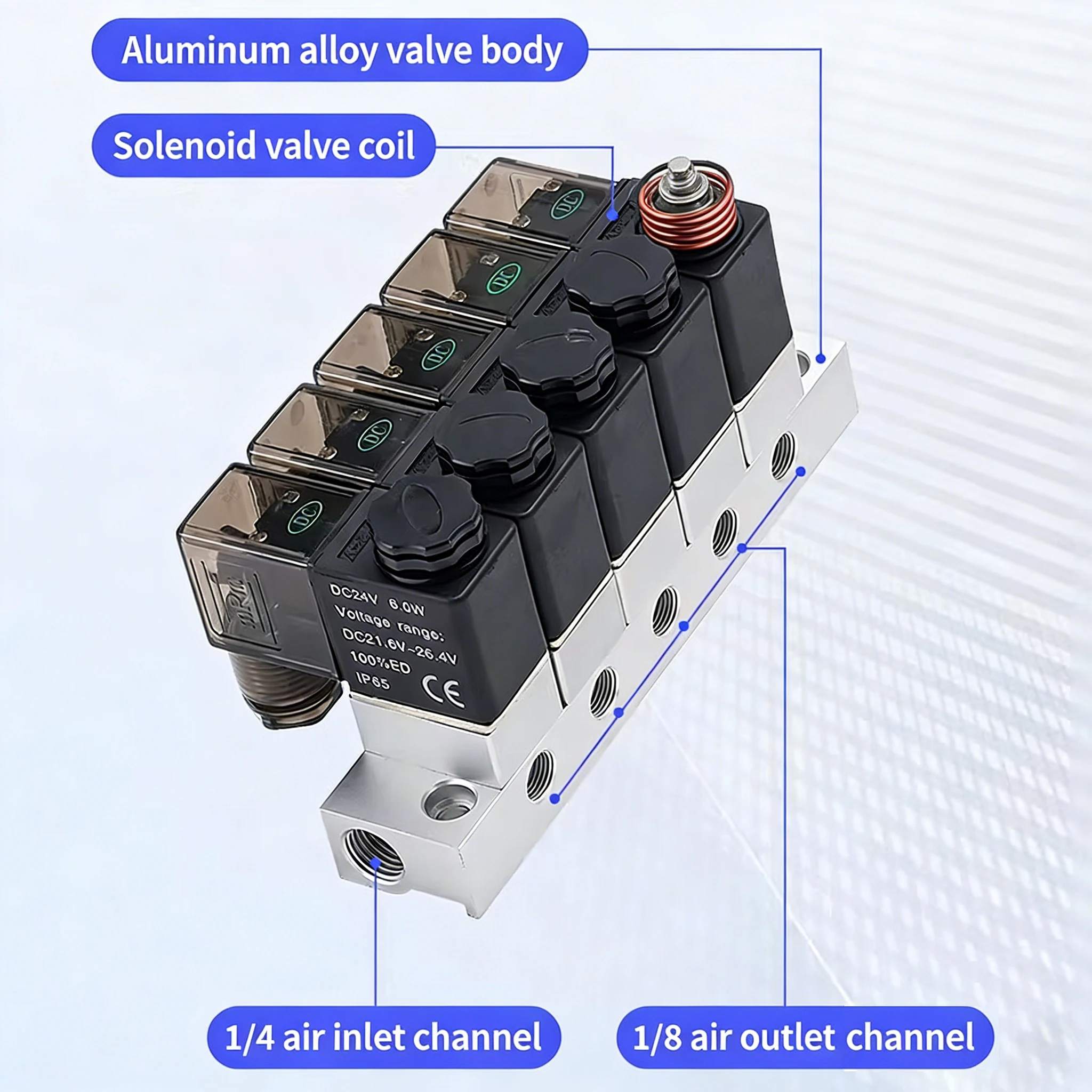 

Pneumatic Two-position Two-way Solenoid Control Valve 2V025-08 Multi-way Solenoid Valve Group Normally Closed Valve 12V 24V 220V
