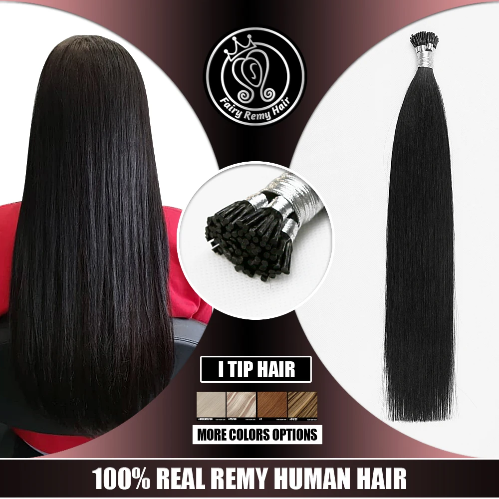 

Fairy Remy Hair I Tip Human Hair Extensions 0.8 Grams Stick Tip Keratin Remy Human Hair Pre Bonded Soft Straight Hair For Women