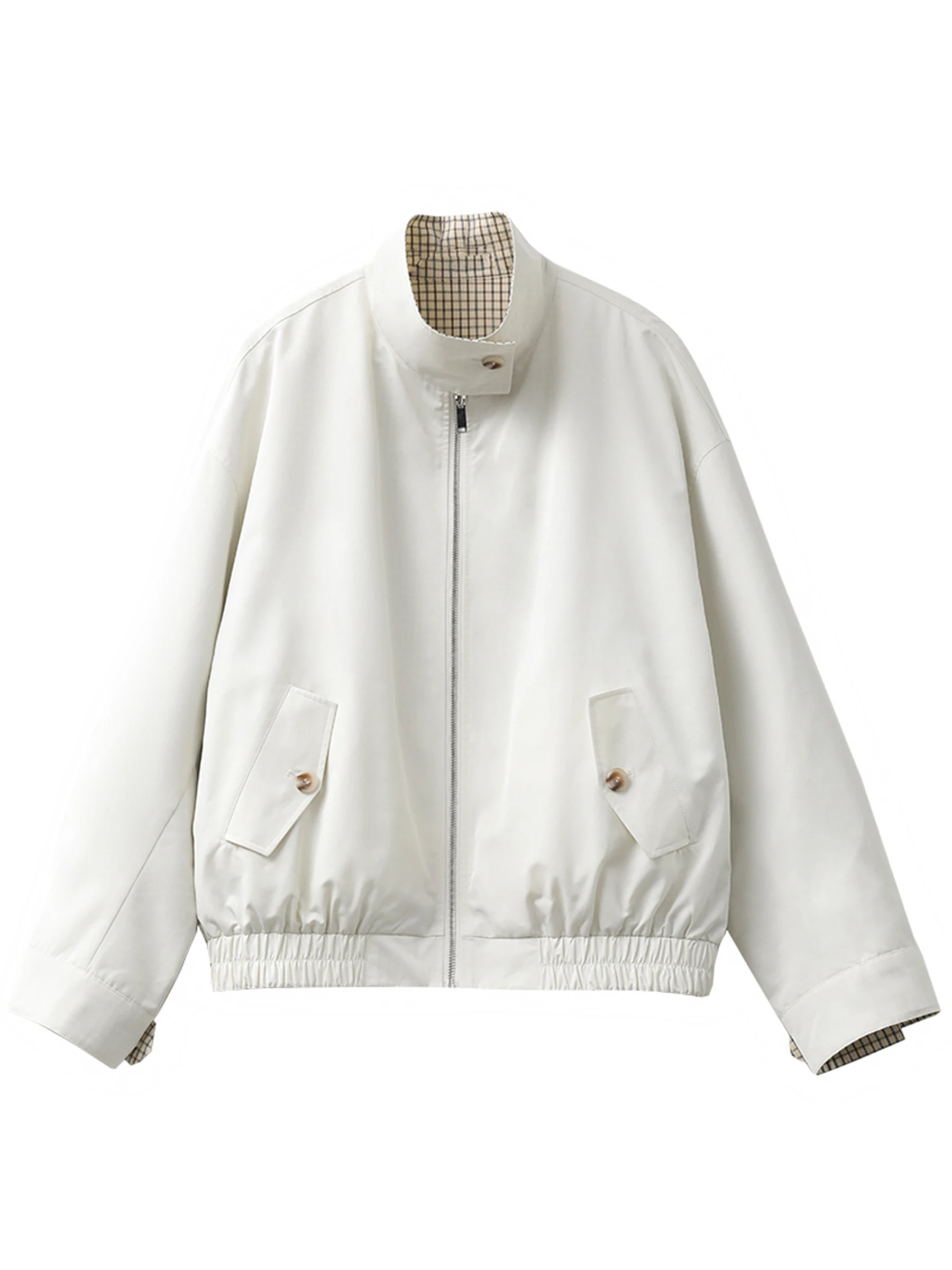 Women Jackets Casual Reversible Stand Up Collar Workwear Female Coat Spring Autumn Woman Ourterwear