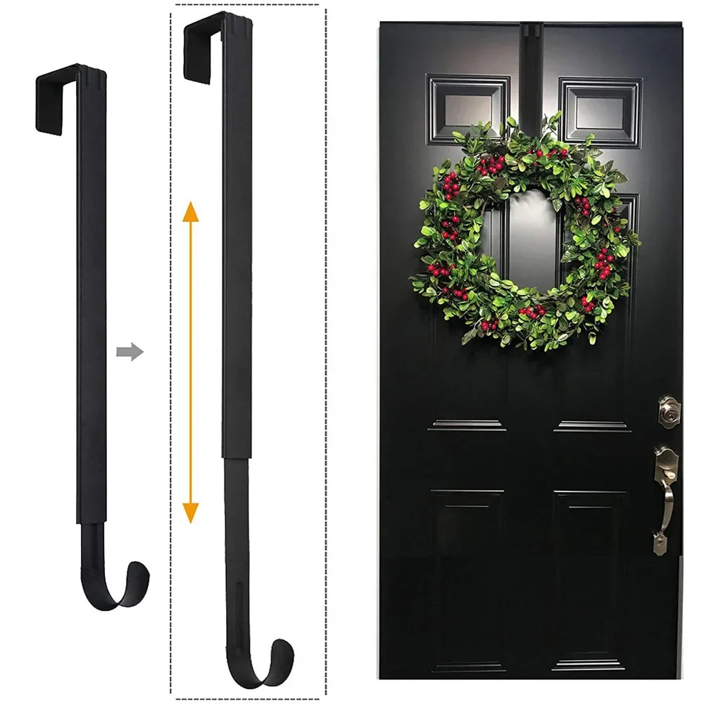 Adjustable Floral Wreath Hanger Over The Door Large Wreath Metal Hook for Halloween Christmas Easter Wreath Front Door Hanger