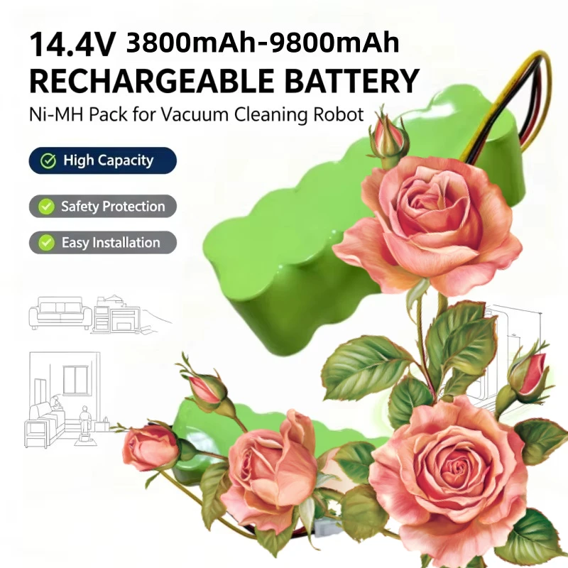 3800‑9800mAh 14.4V NI‑MH Rechargeable Spare Battery Suitable for Butterfly VCR‑Series & SR‑Series Robot Vacuum Cleaner