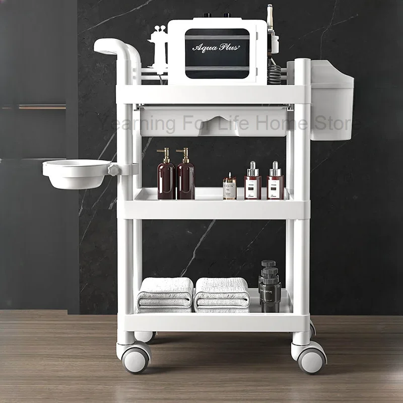 

Serving Cart Circular Trolley Cosmetics Storage Aesthetic Barber Medical Auxiliary Car trolley mueble de barberia con ruedas