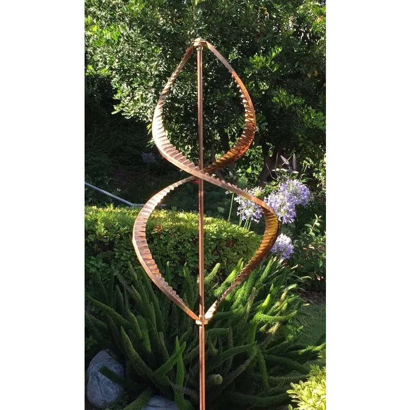 Kinetic Copper Double Helix Spinner Heavy-duty Copper and Brass Construction Moves with The Slightest Breeze Yard  Garden Decor