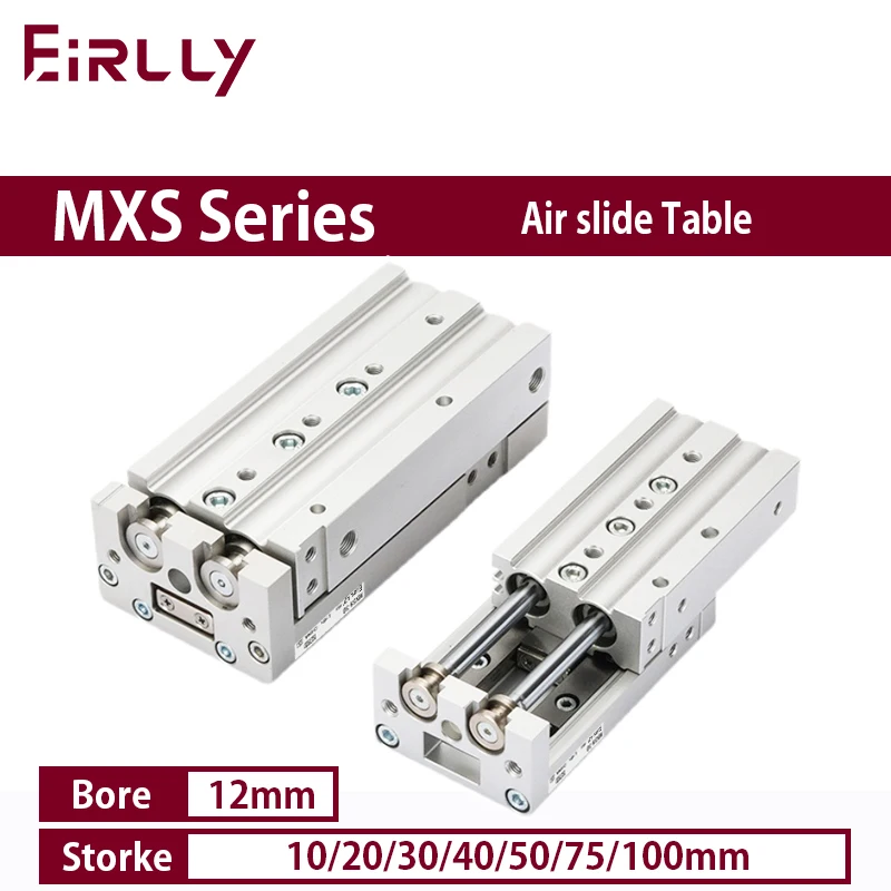 

MXS12 series air slide table dual rod rail pneumatic cylinder bore 12mm stroke 10-100mm MXS12-10 MXS12-20A/AS/AT/B/BS/BT