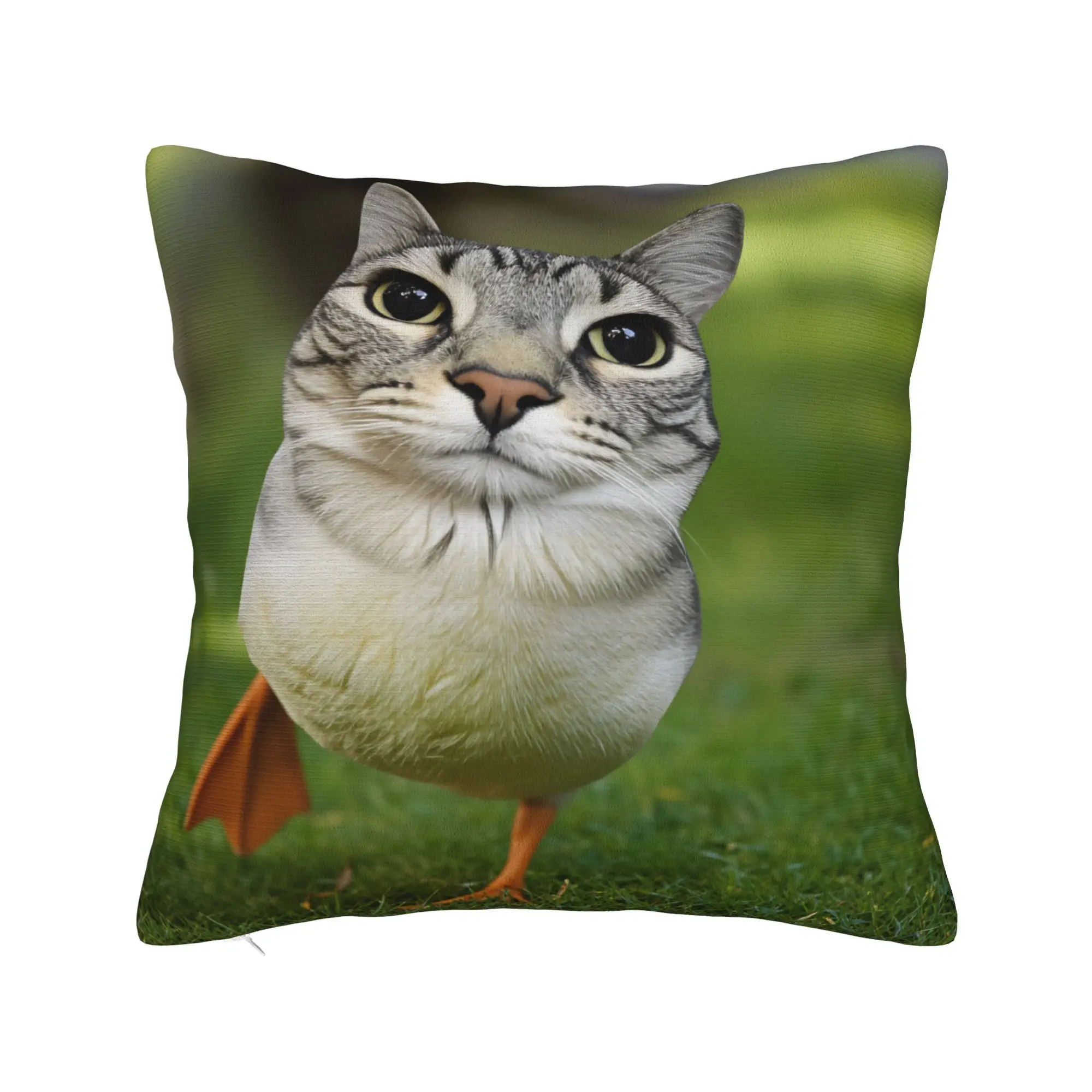 Funny Duck Cat Hybrid Pillow Cover  Cute Funny Pillow Case For Office Car Home Decor Square Pillowcases Gift