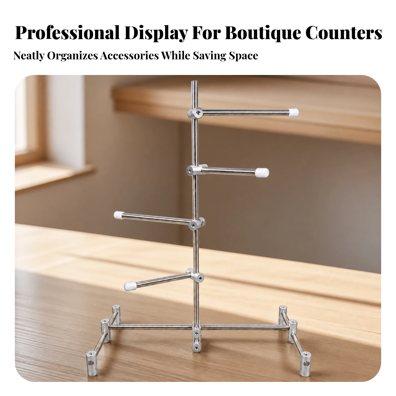 Desktop Stand Compact Tabletop Organizer with Hanging Arms Accessory Stand with Metal Arms Space-Saving for Desk, Vanity