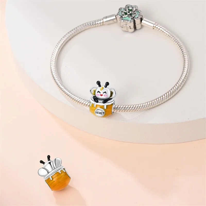 Herbstserie aus 925er-Sterlingsilber, braune Ahornblätter, Vogelscheuche, Eichhörnchen, Kürbis-Charms, Perlen, passend für Pandach-Armbänder, DIY-Schmuck – Detail 12