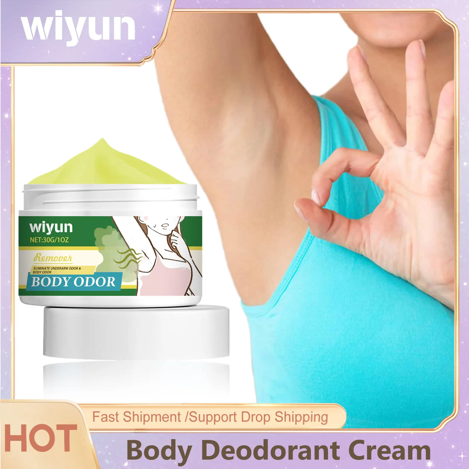 Body Deodorant Cream Armpits Refreshing Anti Sweating Odor Control Coconut Oil Shea Butter Aluminum Free Deodorant for Women Men