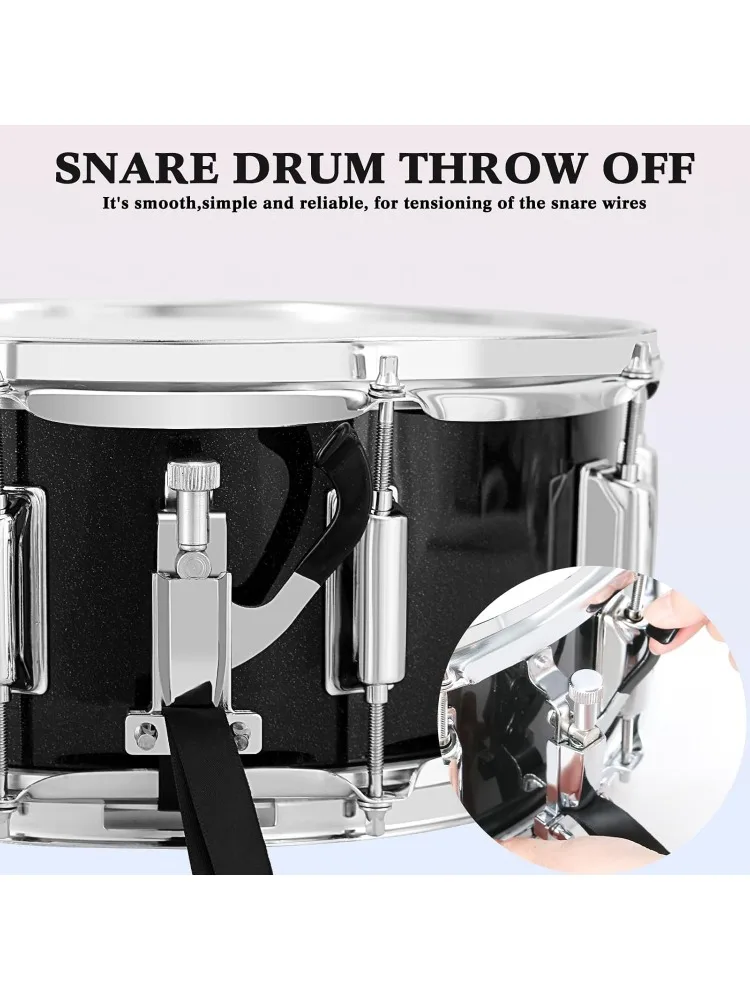 Snare Drum Set 14X5.5 Inches for Student Beginners with Gig Bag, Drumsticks, Stand, Drum Keys, Coated Material Drum Head, Black