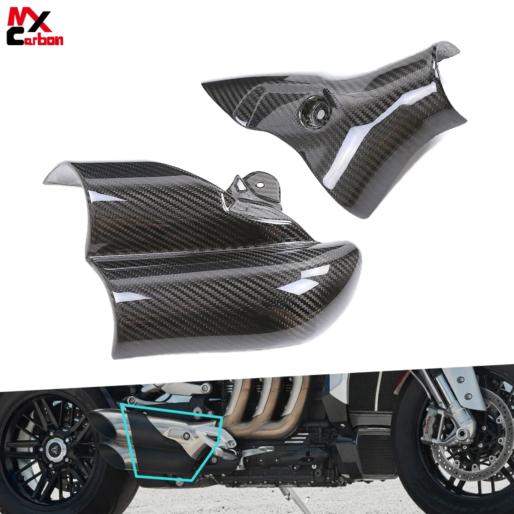 

Motorcycle Exhaust Cover Heat Shield Accessories Full Carbon Fiber For Triumph Rocket III Rocket3 GT 2020 2021 2022 2023