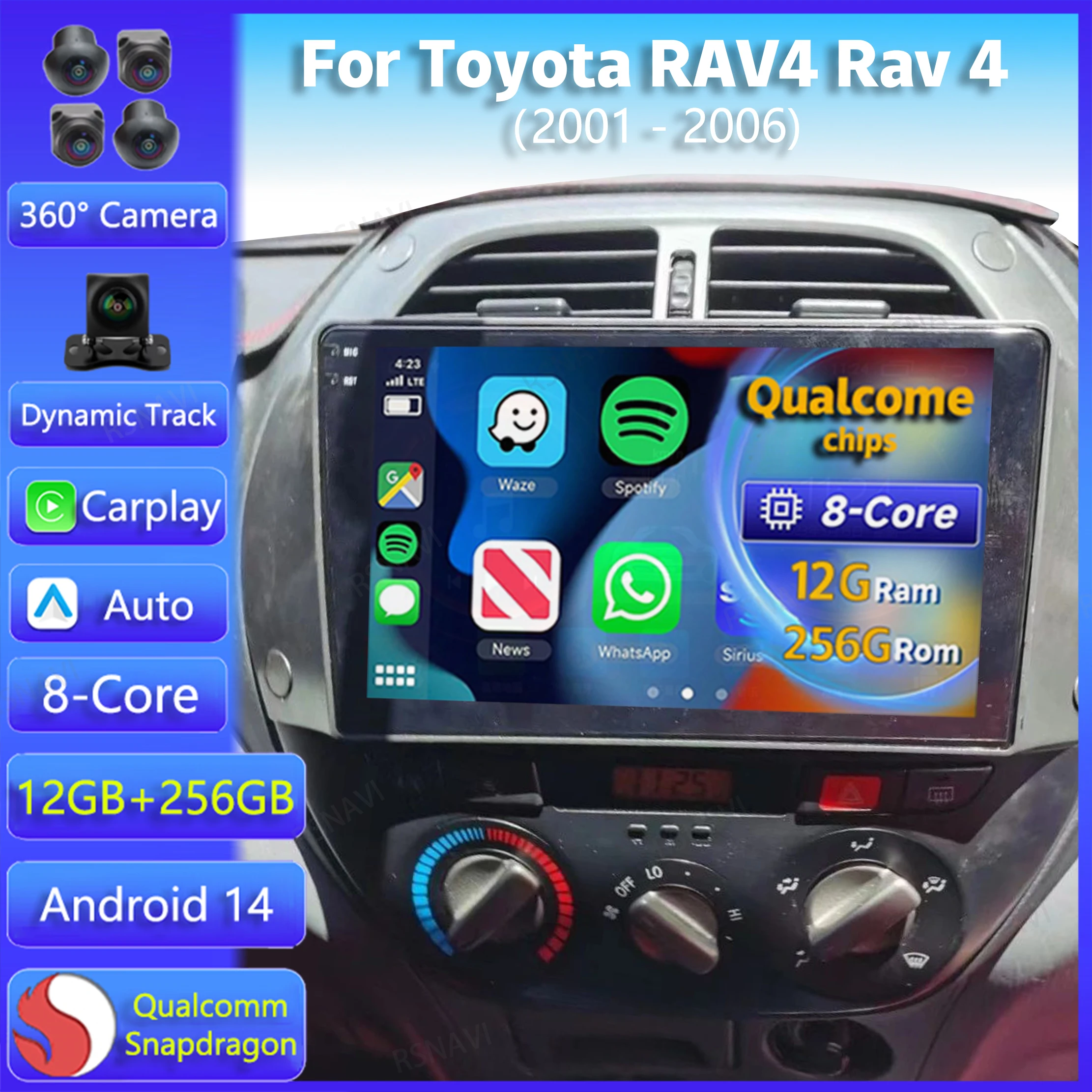 

Android14 Carplay Car Radio For Toyota RAV4 Rav 4 2001 2002 2003 2004 2005 2006 Multimedia GPS Player Stereo 2din Head Unit DSP