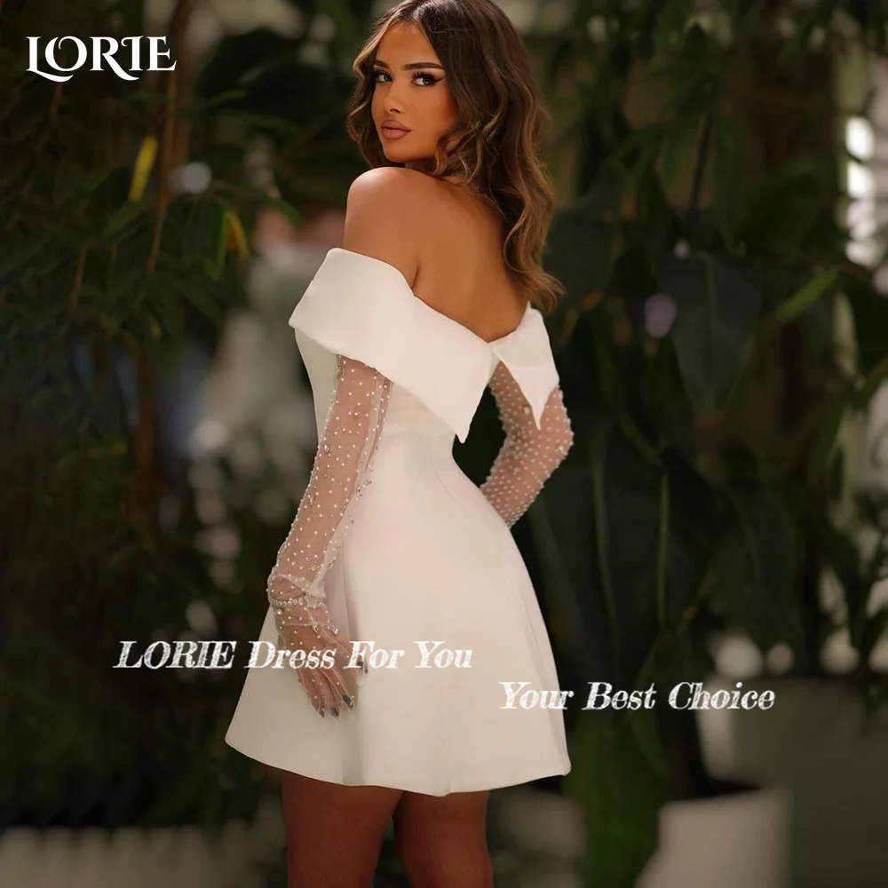 LORIE Abiti da sposa corti con spalle scoperte Corsetto Sexy A-Line Backless Personalizzato Mini abito da sposa Ballo principessa abiti da sposa