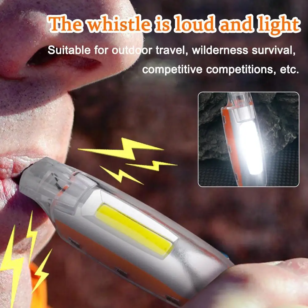 Portable Warning Whistle For Outdoor Sports Running Multifunctional Whistle With LED Light Strong Light Charging Flashlight