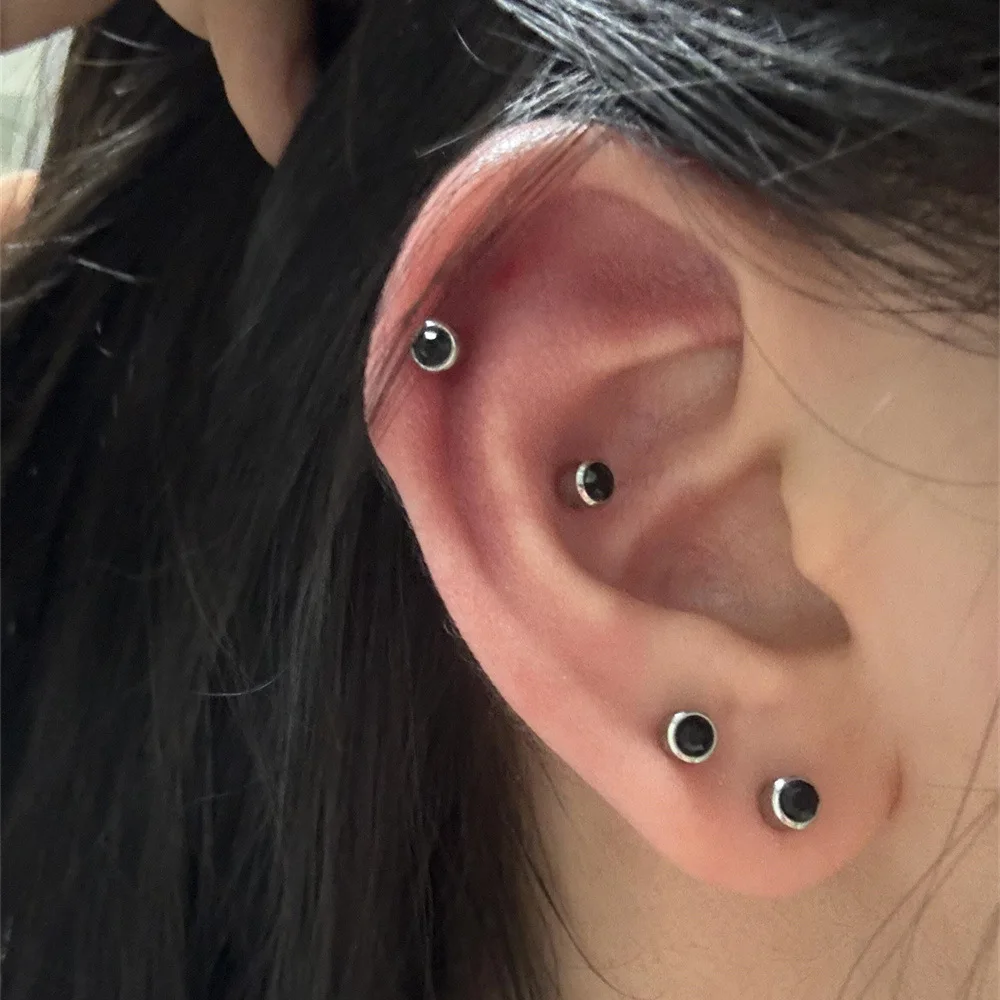 Black Onyx Stud Earrings for Women Silver Post Vintage Minimalist Unique Premium Lightweight Daily Cartilage Jewelry Gift