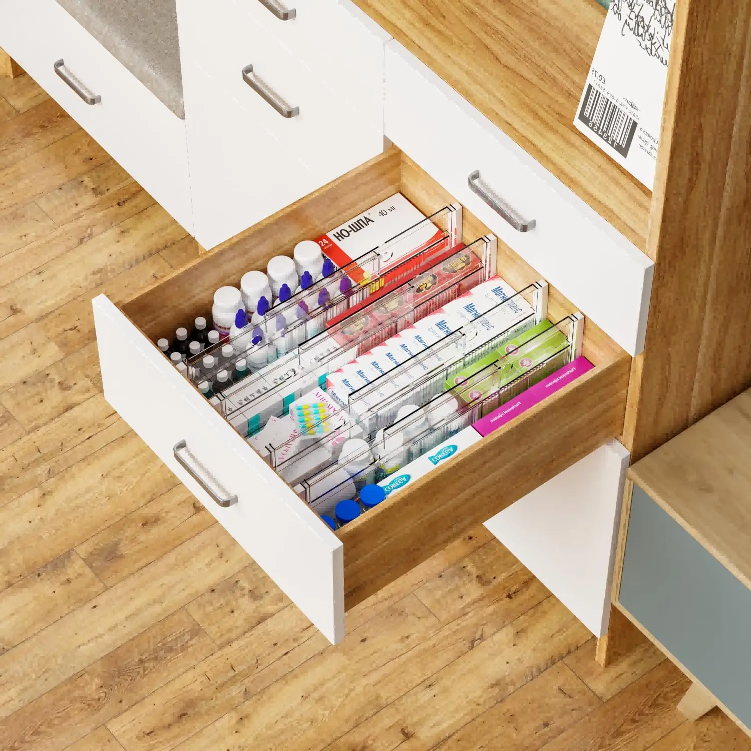 6 Inch Tall Acrylic Drawer Divider Expandable from 11.3-18''Adjustable Dresser Deep Drawer Dividers for Baby Clothing Underwear