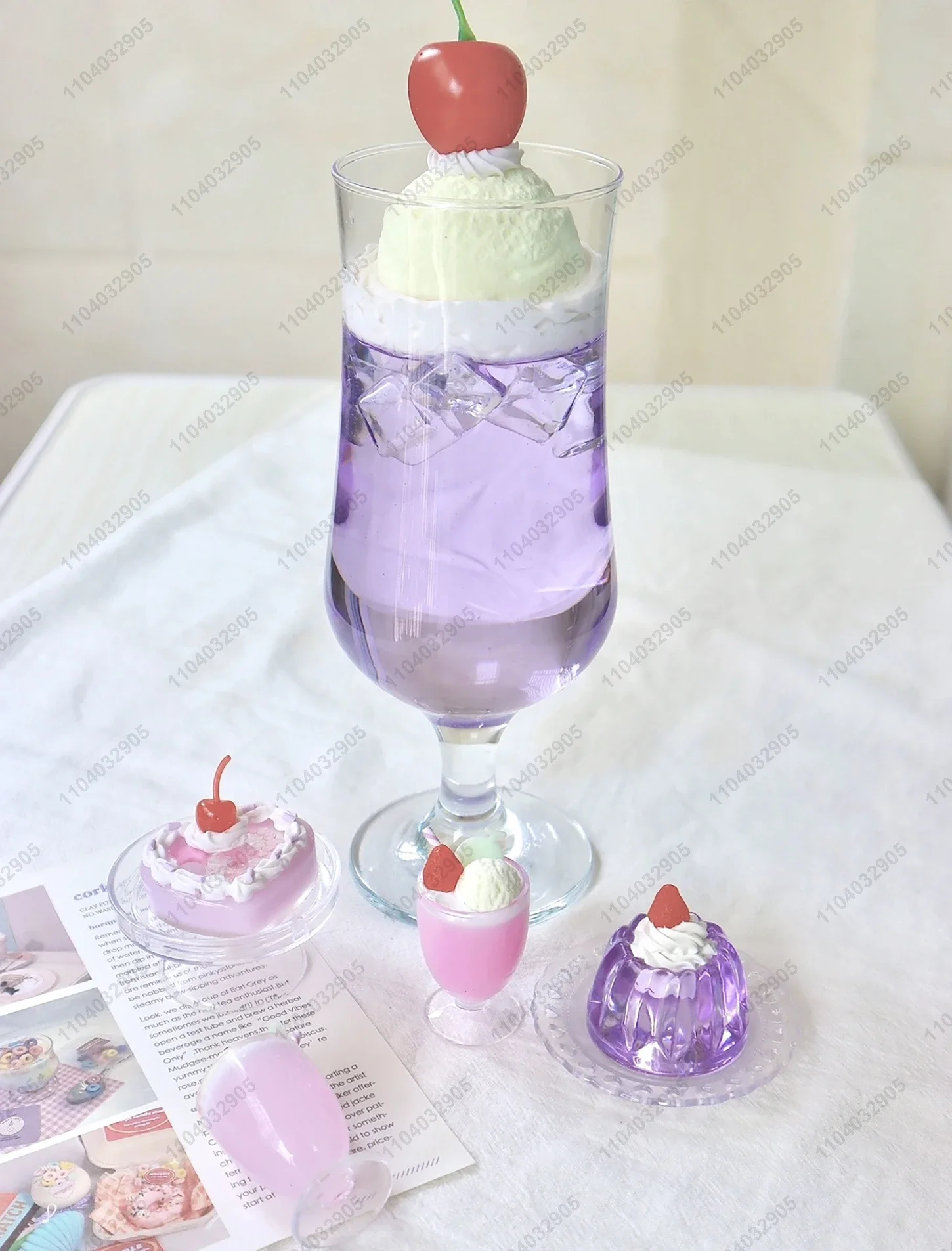 Modelo de taza de bebida de Soda, regalo creativo, adornos de escritorio hechos a mano, taza de cristal para cobertura de helado de Soda azul, regalo de decoración para habitación de niñas