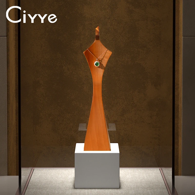 

Ciyye Solid wood Jewelry Display Stand High-end Designer Necklace Stand Portrait Neck Necklace Display Prop Jewelry Exhibition