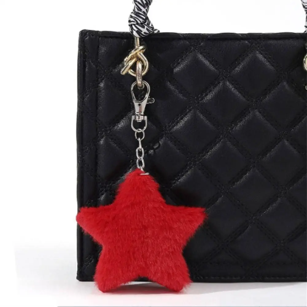 Lovely Furry Star Doll Star Plush Pendant Pompom Five-pointed Pentagram Hairball Bag Pendant Fluffy Soft Star Key Chain Backpack