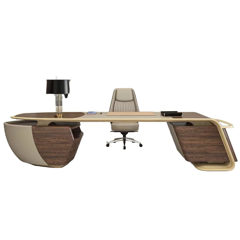 xx-Brown Modern Executive Desk Storage Leg Support Cheap Drawers Office Desks Wood Modern Luxury Escrivaninha Office Furniture*