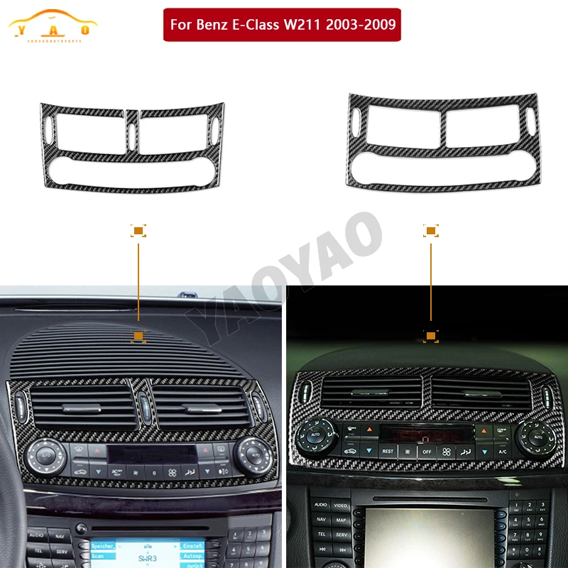 

Carbon Fiber Center Air Conditioning Vents Car Inside Stickers For Mercedes Benz E-Class W211 2003-2009 Decoration Accessories