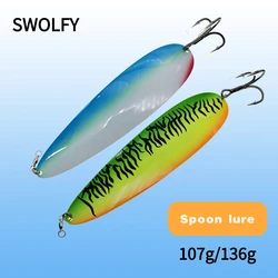 SWOLFY 107g 136g Big cucchiai Lure Hard Bait Spinner cucchiai Metal Sinking Wobbler traina pesca in acqua salata