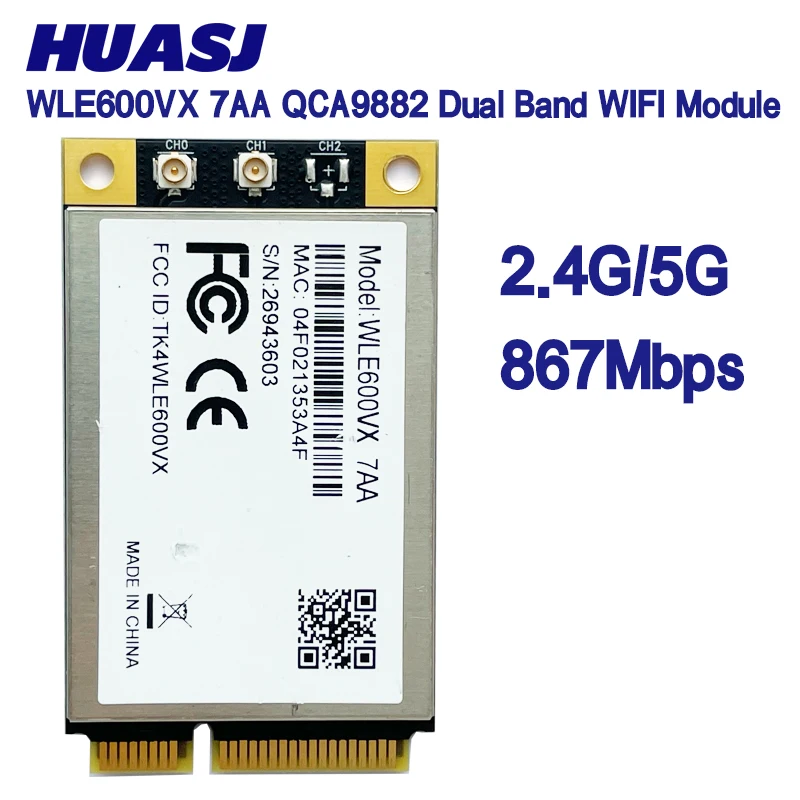 HUASJ WLE600VX 7AA QCA9882 Dual Band WIFI Card mini PCI-E 802.11ac 2×2 MIMO WIFI Module