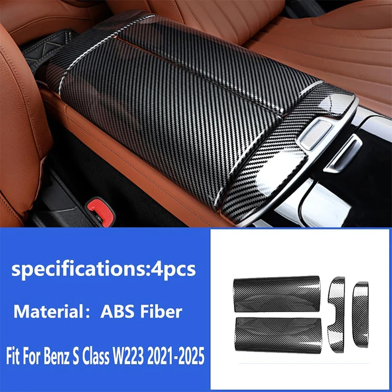 

For Mercedes-Benz S Class 2021-2024 ABS Car Center Console Armrest Box Anti-Scratch Panel Protector Auto Accessories